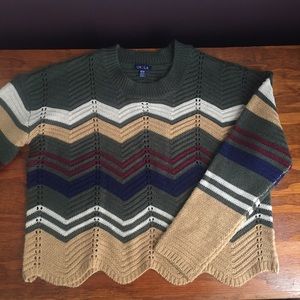 UK2LA 70s cropped chevron striped sweater |Size M